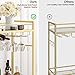 TUTOTAK Bar Cart, Serving Cart for Home, Drink Cart, Mobile Kitchen Shelf with Wine Rack and Glass Holder, Rolling Beverage Cart, Gold BC01BB031