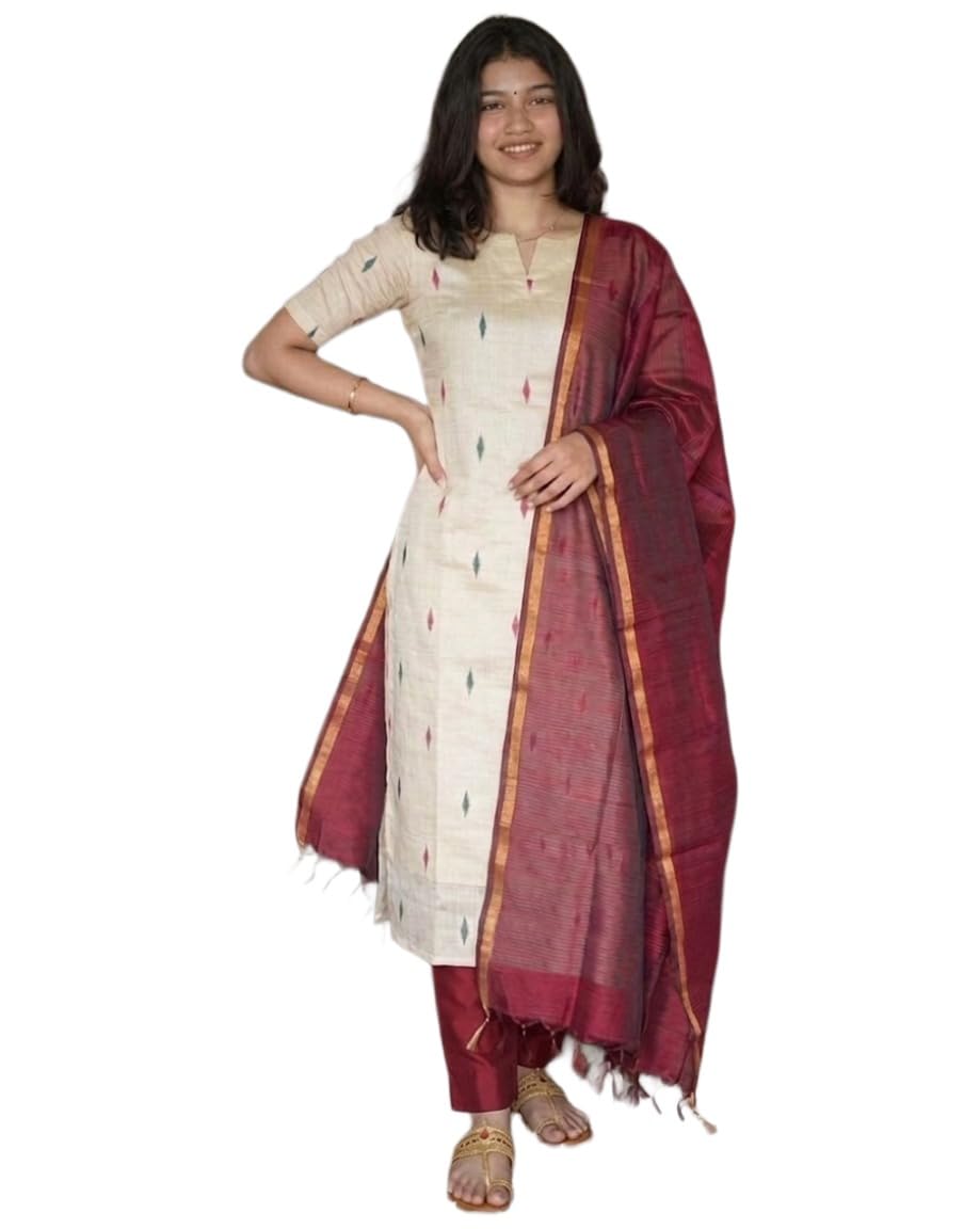 gosriki Kurta Set for Women Viscose Printed | Kurti Set for Woman | Kurta Pant Dupatta 3 Piece Outfit | V Neck Elbow Length Sleeve Straight Ethnic Dress Stylish Clothing-picture-55