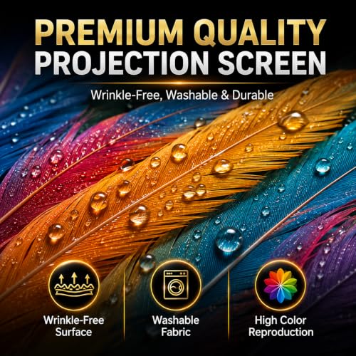 Image of Outdoor Projector Screen with Stand, TOWOND 120 inch Portable Movie Screen, 16:9 HD Foldable Anti-Crease Projection Screen with Carry Bag for Sports Viewing Parties Support Double Sided