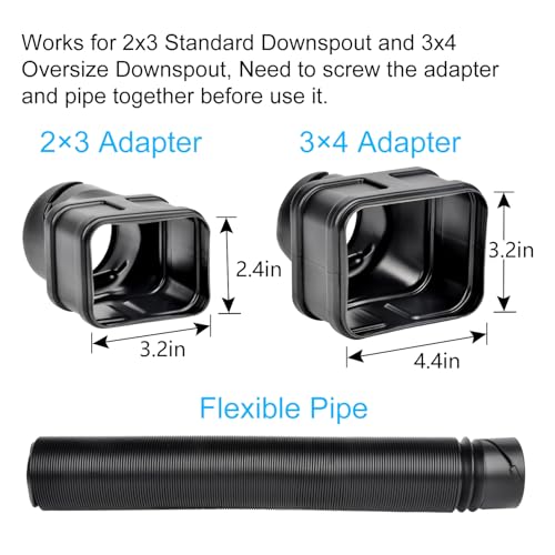 Prestantious 16.5ft Long Downspout Extender, 3.1\" OD Gutter Downspout Extensions Pipe for 3\"×4\" and 2\"×3\" Downspout, Inside Diameter 2.6 Inches, Flexible Pipe Stretched Length 16.5ft, Black,1-Pack