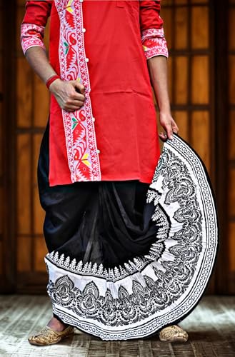 Image of Men's Ready to Wear Pant System Printed MAYUR PUCHHA Dhoti for Marriage, Pooja, Festival etc.(GC010)