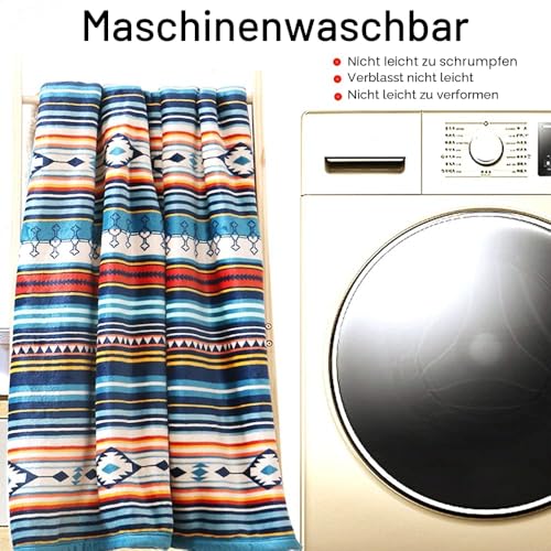 Hggzeg Korallen-Fleece-Überwurfdecke, flauschig, weiche Couchdecke, warme Bettdecke, buntes Streifenmuster, Reisedecken für Schlafzimmer, Wohnzimmer, Büro (farbige Streifen,127 x 152 cm)