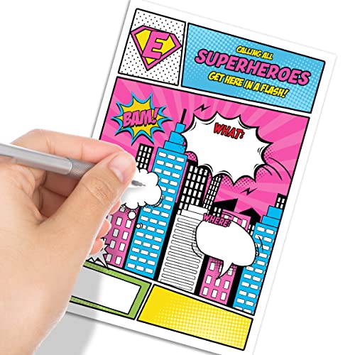 Superheroes Party Birthday Invitations, Comic Book Style Superhero For Boys, Girls, Toddlers, Children And More (20 Cards With 20 Envelopes ) #TOP2