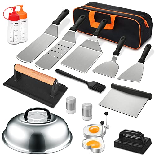 Comparison: Best Griddle Accessory Kit 5 18PCS Griddle Accessories Kit, Flat Top Grill Accessories Set for Blackstone and Camp Chef, Grill Spatula Set with Enlarged Spatulas, Basting Cover, Scraper for Outdoor BBQ