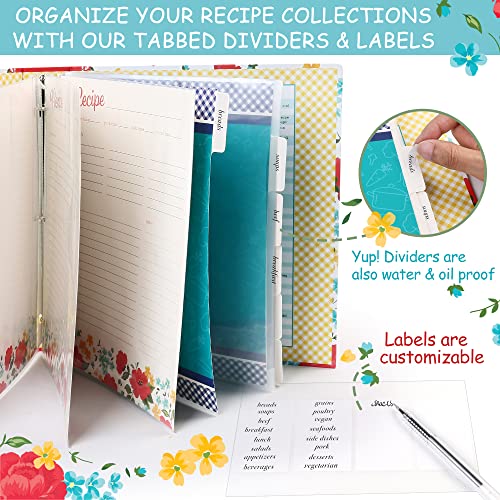 image for LotFancy Recipe Binder 8.5x11, Full Page, 3 Ring, with 40 Recipe Cards