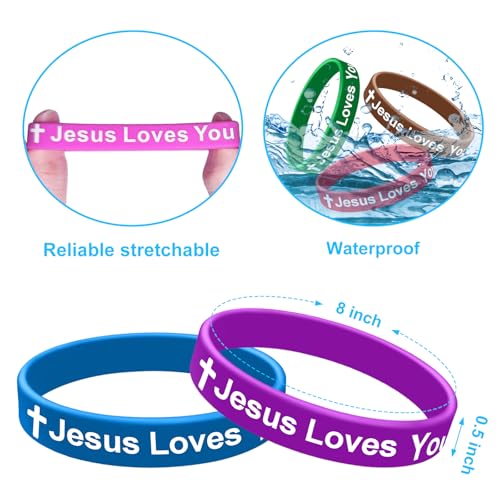 CYCLUSIVE 60Pcs Jesus Loves You Pulseiras de Silicone Pulseiras de Borracha Coloridas Pulseiras de B