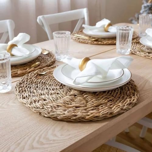 MGE Set of 4 Wicker Placemats - Natural Wicker - Rattan - Heat Resistant - 25 cm - Image 3