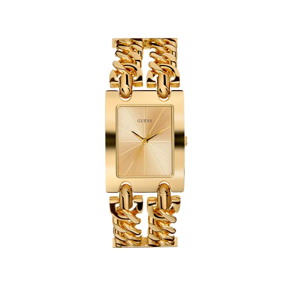 guess Mod Heavy Metal Rectangle 28mm Champagne Dial Analog Women Watch - W1117L2-picture-16