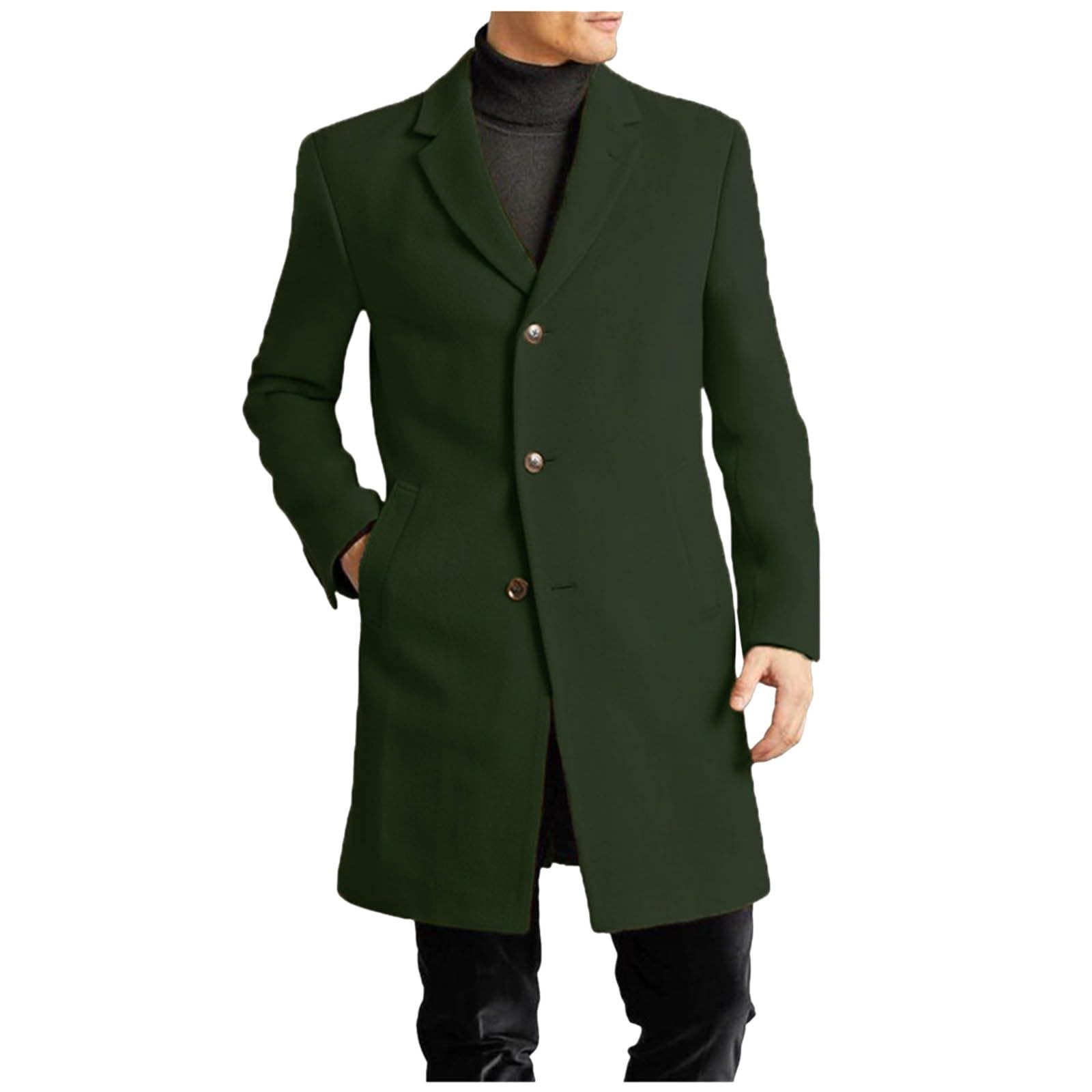 Generico Trench Lungo Uomo, Cappotto Parka Uomo Slim Fit Cappotto Manica Lunga Doppio Petto Caldo Trench Lungo a Vento Elegante Business Lungo Soprabito Mezze Stagioni Casual