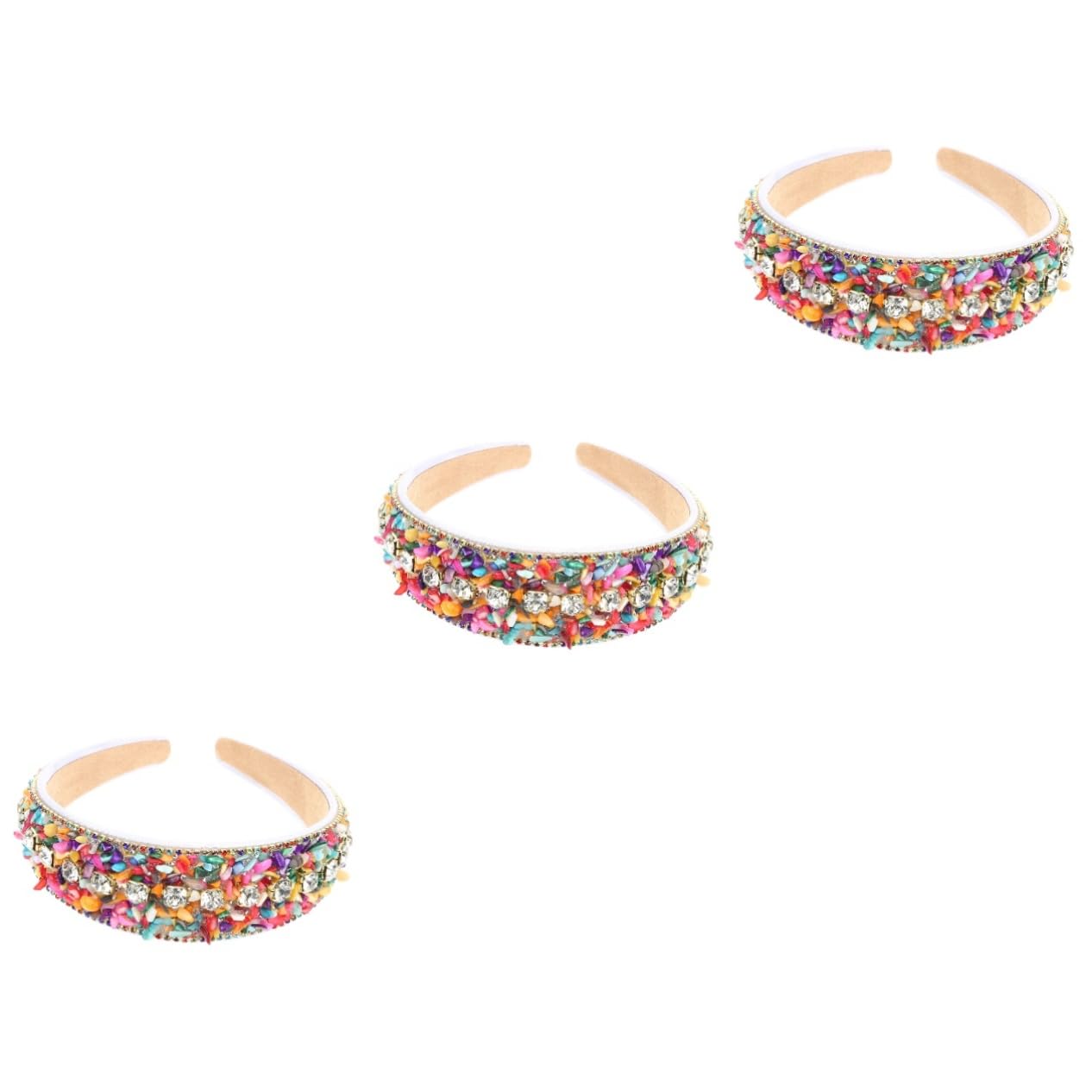 FRCOLOR 3 Pz fascia di diamanti hair band hair charms bandana Accessori alla moda headband fascia da donna gemme di cerchietti bambina fasce imbottite di strass cotone