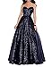 Produktbild P104 Ballkleid mit Pailletten, schulterfrei, mit Kristallperlen, schwingendes Ballkleid, lang, Marineblau ohne Perlen Raffhalter, 50 DE Plus