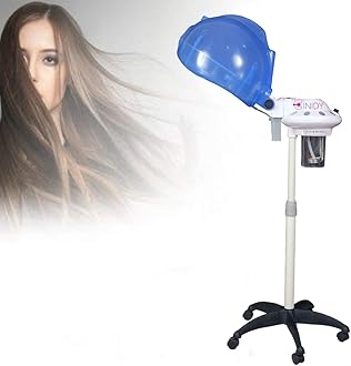 CINIDY Stand Hair Dryer & Steamer, Adjustable Height Salon Hair Steamer Spa Machine, Professional Hot Oil Hair Steam for Spa Home Hairdressing (White & Blue Color)