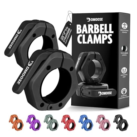 DMoose Fitness Barbell Clips 2" (Pair) - Quick Release Olympic Barbell Clamps with Anti Slip TPR Lining - Barbell Collars for Secure Weightlifting & Powerlifting (Black - Non Magnetic)
