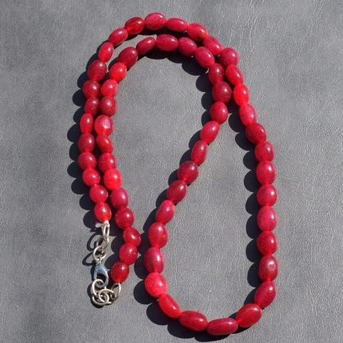 170 Cts Single Strand Ruby Oval Shape Beads Womens Necklace Jewelry CHIK_NECKLACE-31714