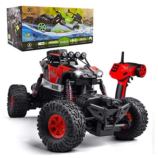 GizmoVine RC Coche Teledirigido Rock Crawler 4WD Talla Grande 2.4Ghz 20km/h Fuera del Camino Carro de Control Remoto Electrónico Camión Monstruo Impermeable Juguetes para Niños y Adultos (Rojo)