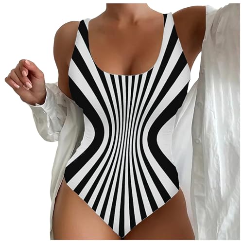 2025 Bañadores Mujer Reductores Tallas Grandes, Trajes de Baño Una Pieza, Estampado 3D Bañadores Natación, Cintura Alta Ropa de Baño,Swimwear Beachwear para Playa Piscina Vacaciones