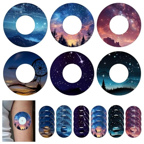 Libre 2 Sensor Covers 24 Pcs Waterproof Adhesive Patches - Blood Sugar Monitor Plasters for Swimming Sports and Showering Sweatproof Sensor Sticker (Multicolour)-D15