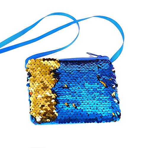 Preisvergleich Produktbild RQWY Bling Pailletten Geldbörse Geldbeutel Kleine Kinder Brieftasche Ändern Tasche Kopfhörer Kabel Speicherorganisator Kleine Kartenhalter Schlüssel Tasche Blau