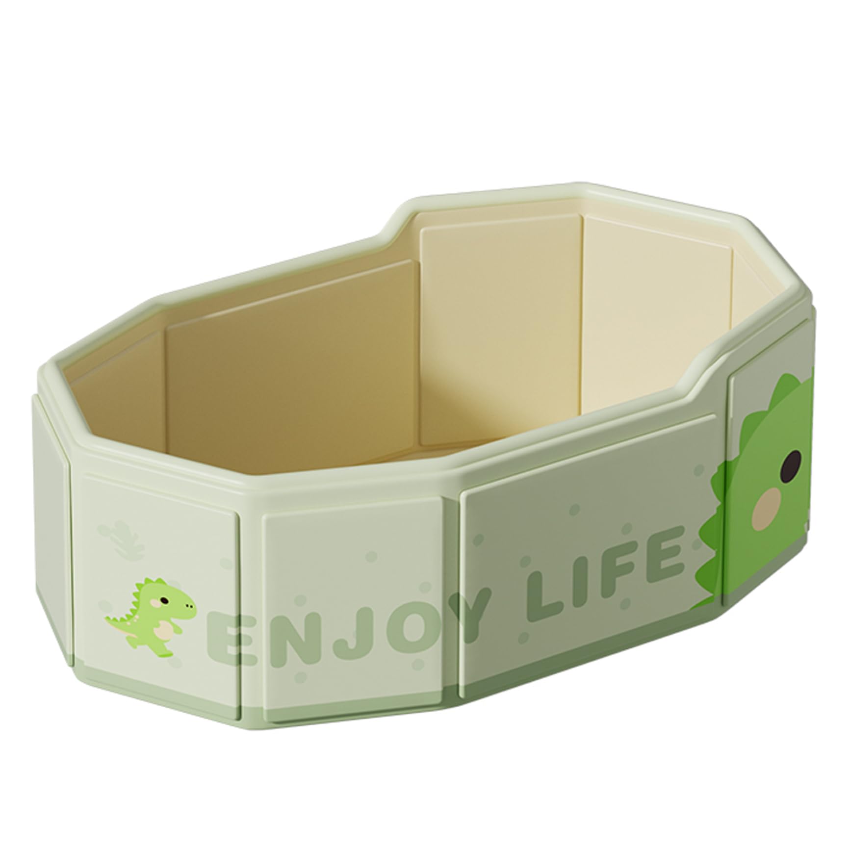 Bañera plegable para bebé, bañera portátil de 29, 5x17, 7 pulgadas con base antideslizante y tapón de drenaje, bañeras para bebés para bebés y niños pequeños, dinosaurio
