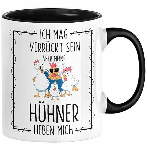 Trendation - Lustige Hühner Tasse - Geschenkidee mit Spruch für Hühnerliebhaber (Schwarz)