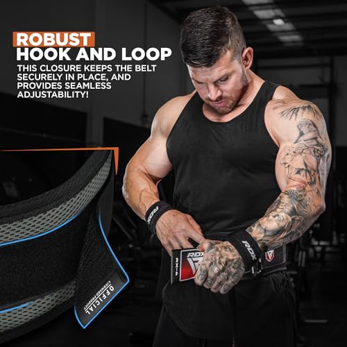 RDX Weight Lifting Belt, Curved Padded Back Lumbar Support, Fitness, Core Exercise Workout Bodybuilding Powerlifting Deadlifts Squats, Ladies Gents Men Women Home Gym Equipment - Image 4
