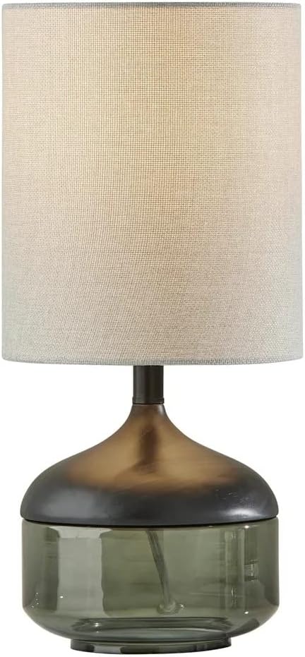 Adesso 3526-01 Marina Table Lamp, 16.25 in, 40W, Black Rubber Wood w/Smoked Glass, 1 Table Lighting