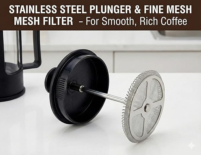 Image of Premium French Press Coffee Maker with Heat-Resistant Borosilicate Glass - Portable Travel Coffee & Tea Press, Thickened Cold Brew Coffee Pot for Camping, Home, Office & Gift Use