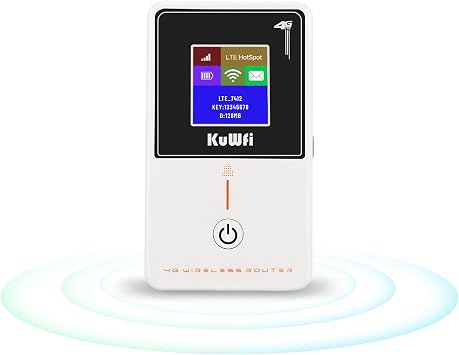 KuWFi Mobile Hotspot Router Device Unlocked, 150Mbps Portable WiFi Hotspot Router for Travel, Pocket WiFi Hot Spot Works Best with AT&T T-Mobile, 10 Connected Devices, B2/B4/B5/B12/B17 Network Band