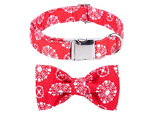 Lionet Paws Christmas Dog Collar With Bowtie Durable Adjustable Handmade Comfortable Bow Tie Dog Collar Cat Collar With Metal Buckle For Medium Dogs,Party,Festival,Holiday Style,Neck 13.5-22In #TOP2