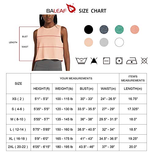 Baleaf Womens Crop Tops Workout Shirt Cropped Tank Tops Athletic Muscle Shirts, Pink, Medium #TOP6