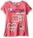Dream Star Girls' Short Sleeve Screen Front Yarn Dye Back Top