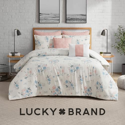 Lucky Brand Clarie Floral Comforter Set with Pillows - Twin/Twin XL Size - 5 Piece Luxurious Bedding Ensemble