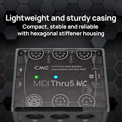 Cme Midi Thru5 Wc - 1-In-5-Out Midi Thru/Split Via 5-Pin Din With Optional Bluetooth Midi, State-Of-The-Art Technology, High-Speed Performance, Extreme Accuracy For All Midi Devices #TOP4