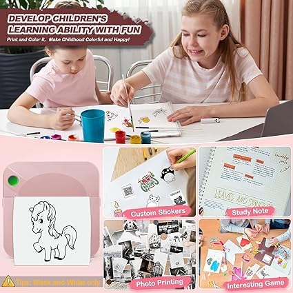 Image of Careflection Mini Pocket Printer,Portable Thermal Printer for Label,Text Memo,Receipt,Sticker,Photo Printers, BT Inkless Printing, Wireless Bluetooth Printer Compatible with iOS and Android (Pink)