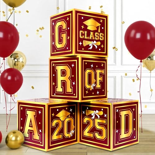 KatchOn Red and Gold grad balloon boxes, Pack of 4