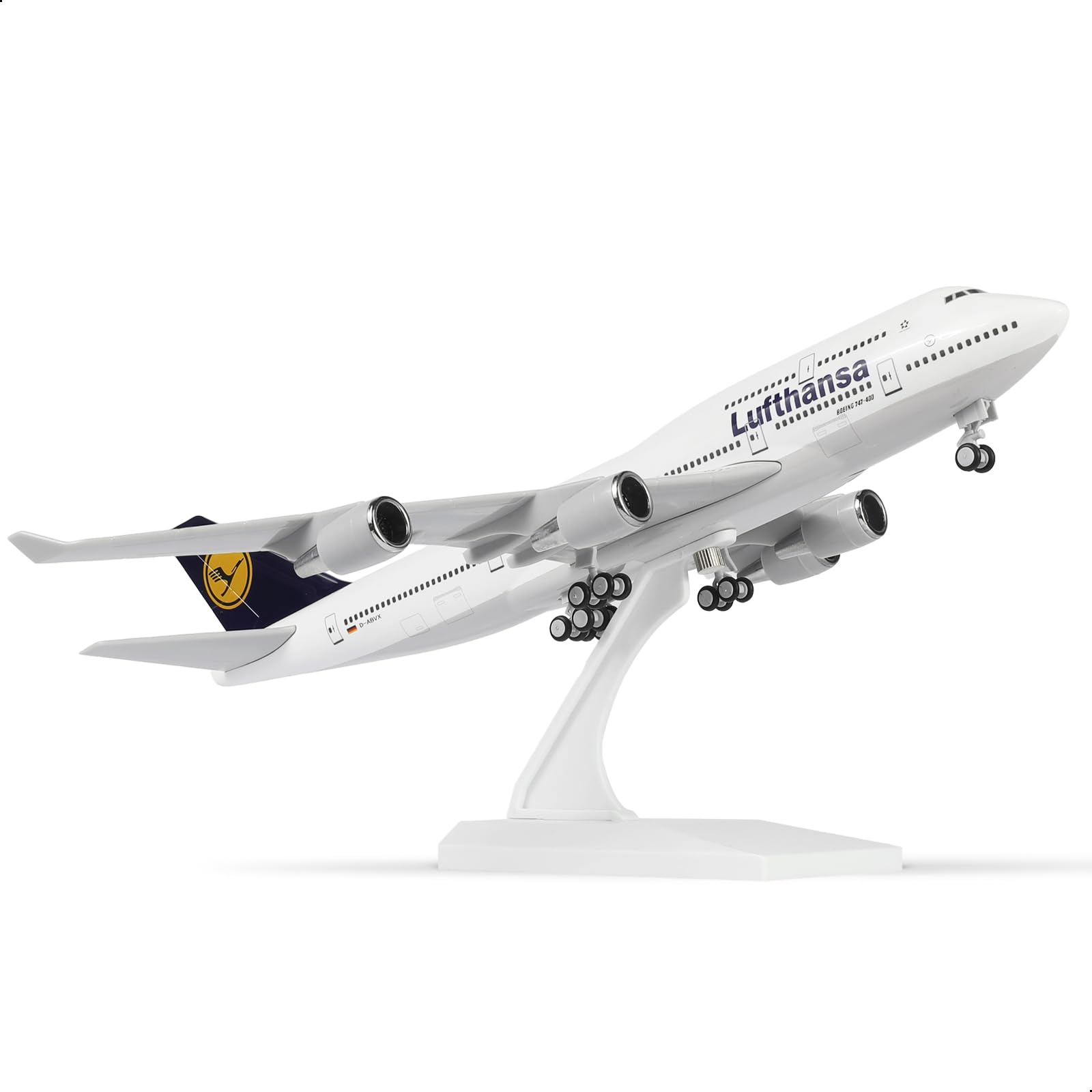 QIYUMOKE 1/240 Lufthansa 747 Model Airplane For Boeing 747 Model Airplane With Stand (12 Inches Long) Pre-Assembled Model Kit For Adults - Creative Aviation Gifts