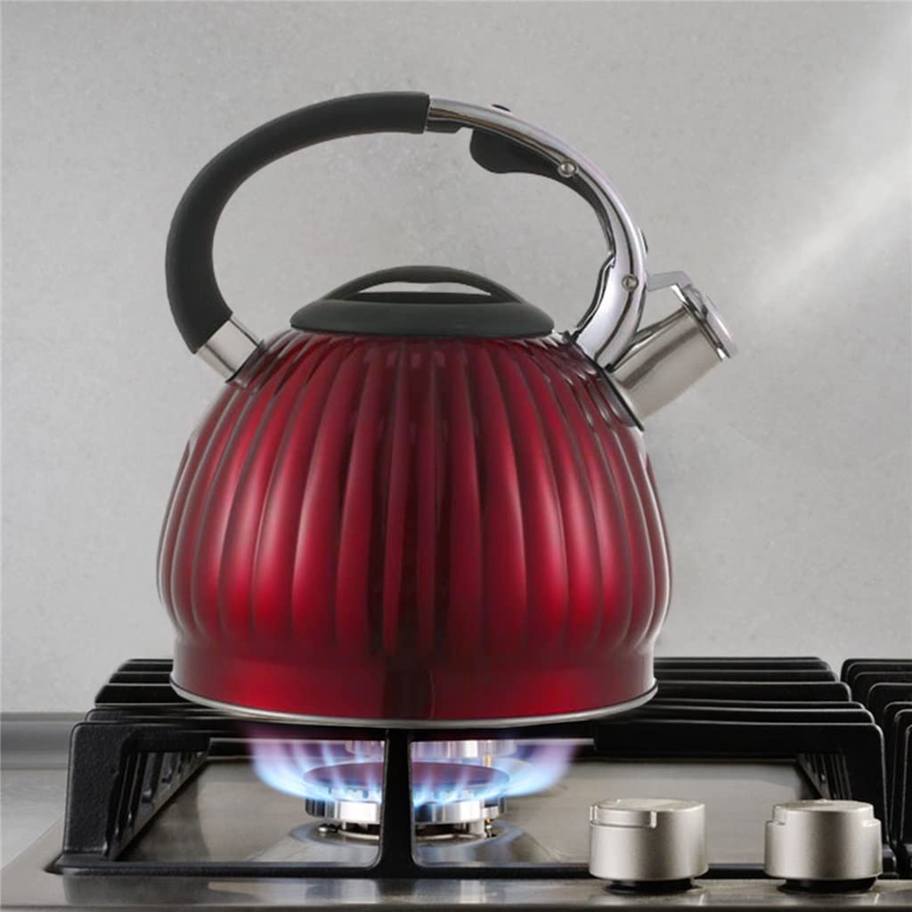Tetera de Silbato de Acero Inoxidable de 3 l, 2 Colores, Compatible con Estufa de Gas y Estufa eléctrica. Color: A, tamaño BB. como se Muestra en la Imagen.