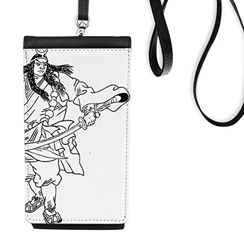 Funda monedero de cuero sintético negro con grabado de arte tradicional de China