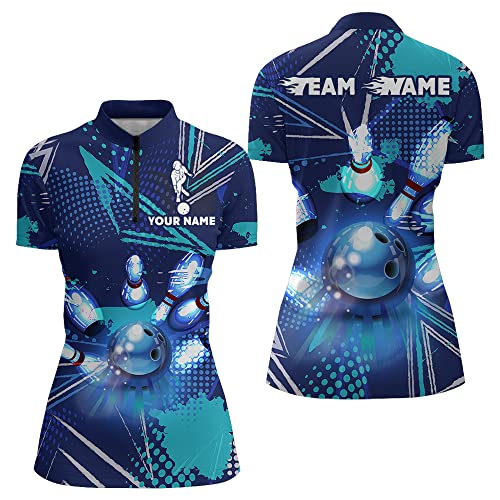 PIONAMZIOZ Custom Bowling Shirt for Men and Women, Skull Bowling Team Jersey, Funny Bowling Polo and Quarter Zip Shirt BDT4