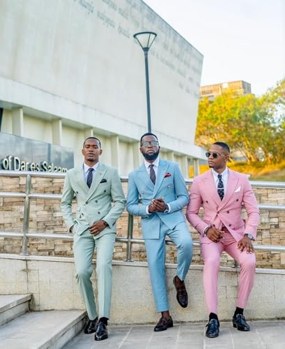 2 Piece Mens Suit Double Breasted Suits Men Formal Slim Fit Suit for Men Blazer Pants Wedding Groomsmen Suits4