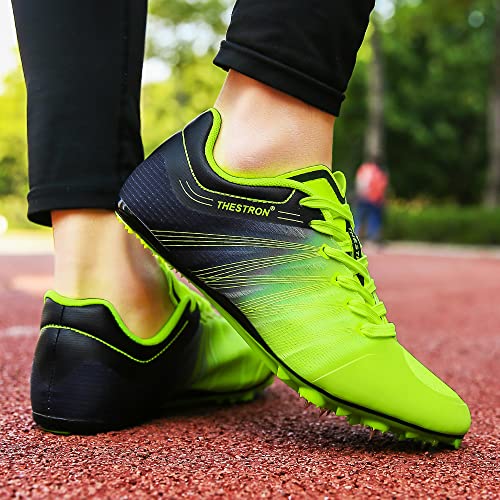 Zakey Track And Field Shoes Men Women Kids Spikes Sneakers Track Race Jumping Sneakers Girls Professional Running Nail Spikes Shoes Boys (5.5,Greenblack) #TOP6