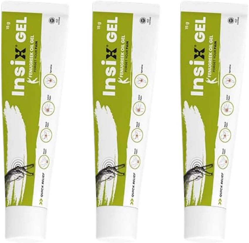 INSIX PAIN RELIEF GEL | QUICK Relief from Knee pain, back, neck, joint pain and sprains | Eases inflammation and muscle spasms | Fenugreek oil gel | Deep absorption | Non greasy | Pack of 3 |45g