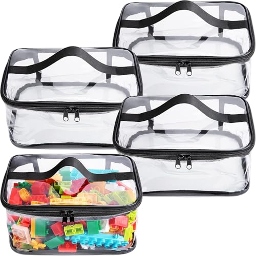 Image of RAAHII 3 piece Multi-Purpose Transparent Storage Bags for Toys & Board Games | Waterproof, Durable & Portable | Includes Handles & Mesh Pocket for Books & Games | Ideal for Kids' Rooms & Travel (3)