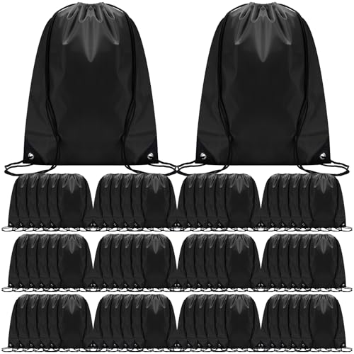 Image of Shappy Drawstring Backpack Bulk Sports Gym Cinch Bag Polyester String Bag for Men Women(Black,200 Pcs)