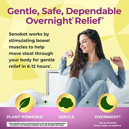 Senokot Dietary Supplement Laxative Gummies, Natural Senna Extract, Gentle, Overnight Relief From Occasional Constipation, Mixed Berry Flavor, 60 Count #TOP4