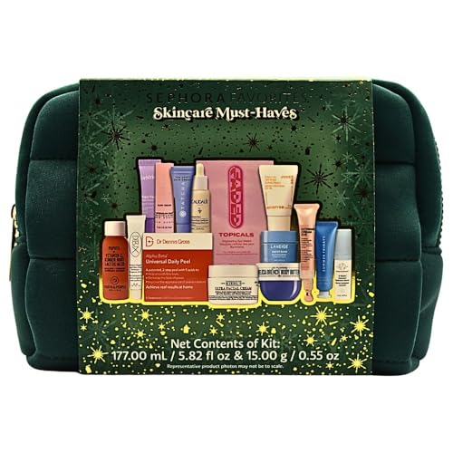 Sephora Skincare Must-Haves Set Holiday Gift Set: 15 Bestselling Mini & Deluxe Skincare Essentials for Glowing, Hydrated Skin