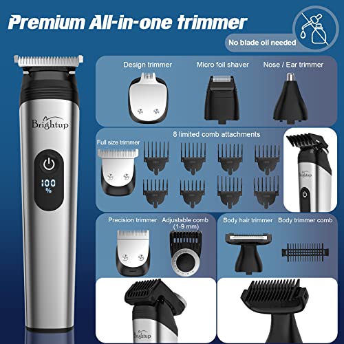 Brightup Barttrimmer Herren, Bartschneider für Männer, IPX7 wasserdichte Haarschneidemaschine Haartrimmer für Bart, Kopf, Körper, Leiste und Gesicht, Elektrischer Rasierer, YH-7282