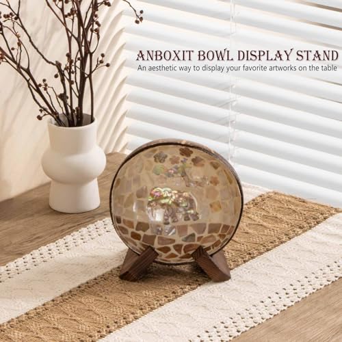 ANBOXIT Tellerhalter, zur Aufsteller, 3,5 Zoll Schalenständer Holz Dekorative Ständer, Display Ständer für Große Tiefe Schalen und Platten, 12.2 x 10 x 9cm (für Schalen unter 6,3 cm Tiefe)