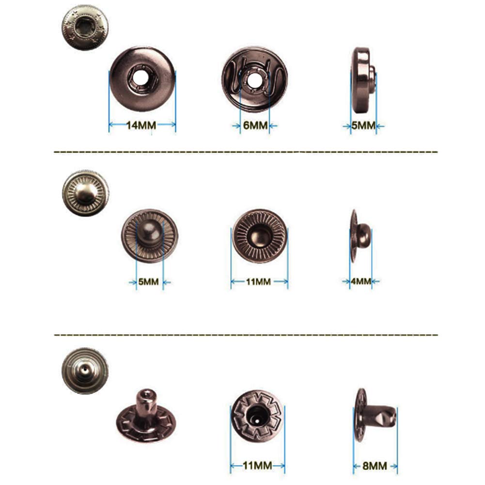 Snap Buttons, 12 Sets Drukknopen, Patch Drukknoppen, 8.5mm Metalen Drukknopen, voor DIY, Craft, Reparation