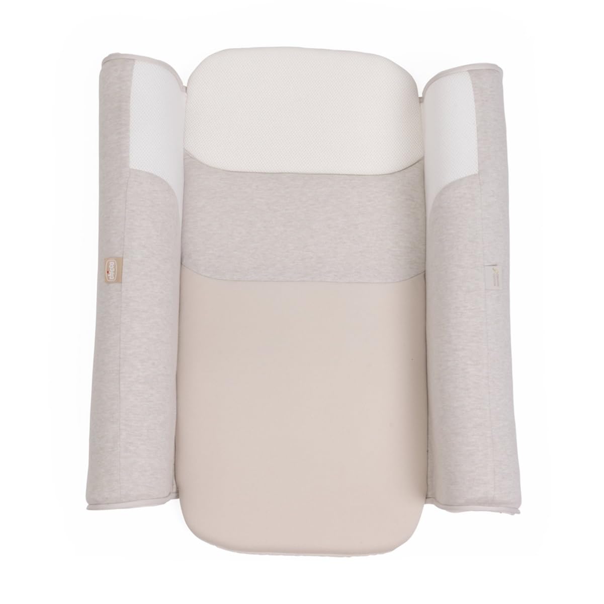 Chicco Mommy Pod 3en1, réducteur de lit pour bébé, 81 cm x 49 cm, nid pour bébé, 0-3 mois pour dormir, 0-8 mois pour le temps sur le ventre, revêtement en coton biologique, lavable en machine, Gris